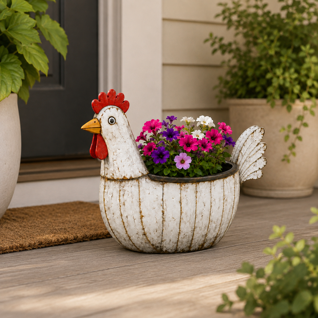 Rustic Hen Garden Stake Planter-HandPrint