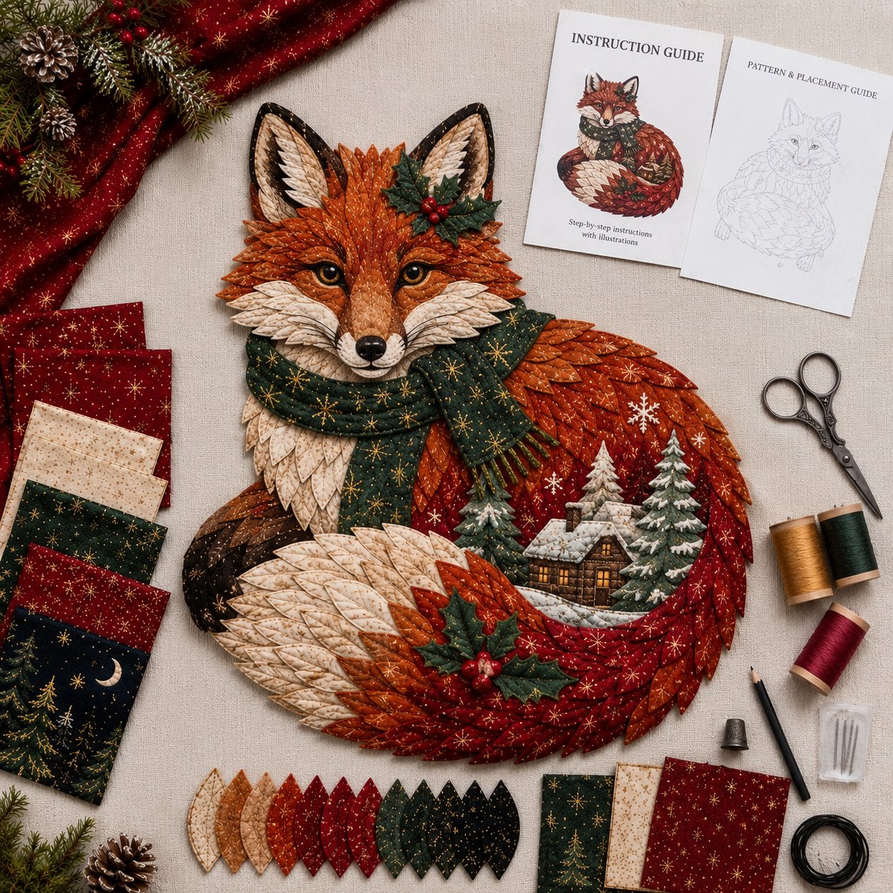 🔥Last Day 49% OFF - 🎄🎅Christmas Woodland Wildlife DIY Patchwork Kit – ✨Create a Festive Handmade Keepsake-HandPrint
