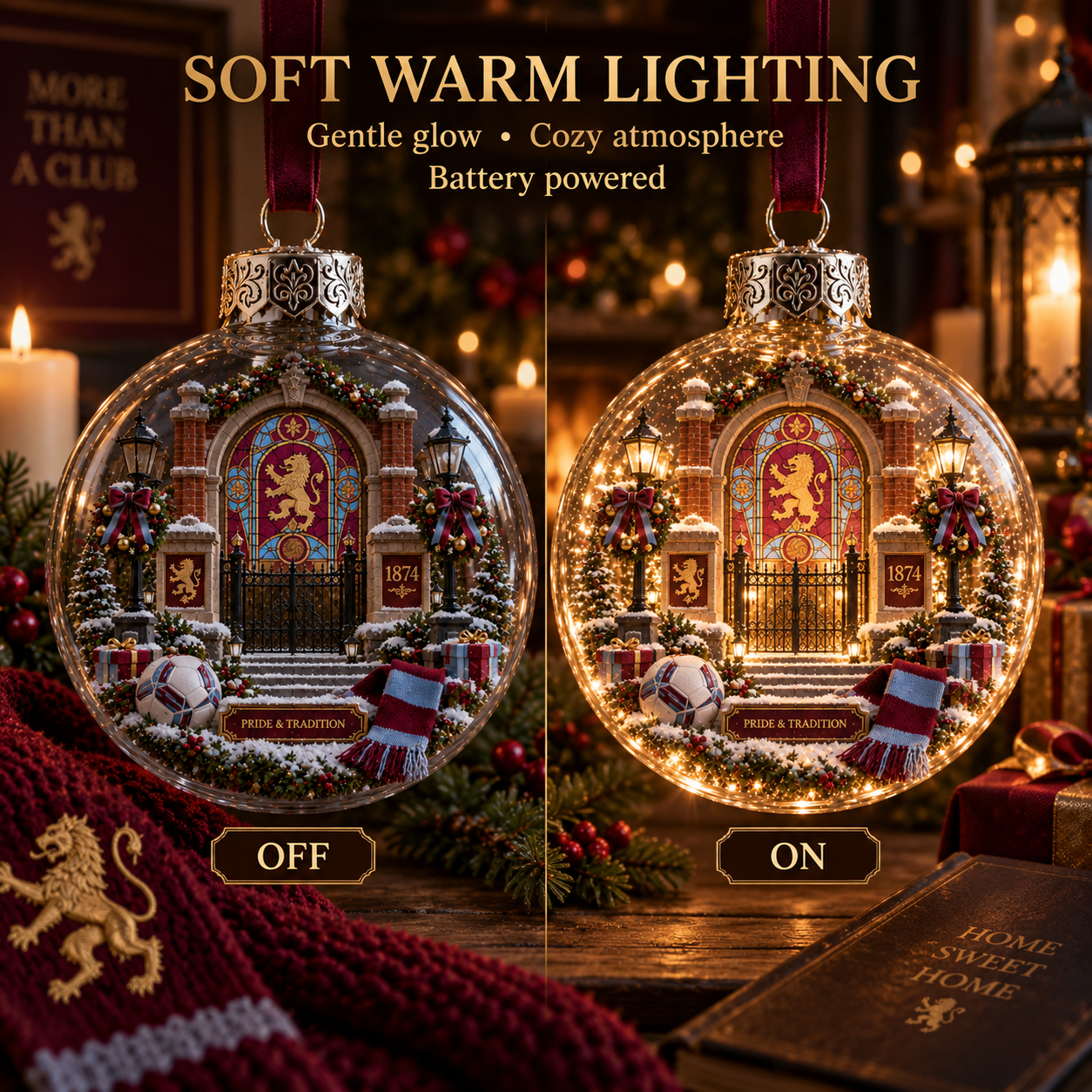 🎄 Pride & Tradition Light-Up Football Christmas Globe Ornament-HandPrint