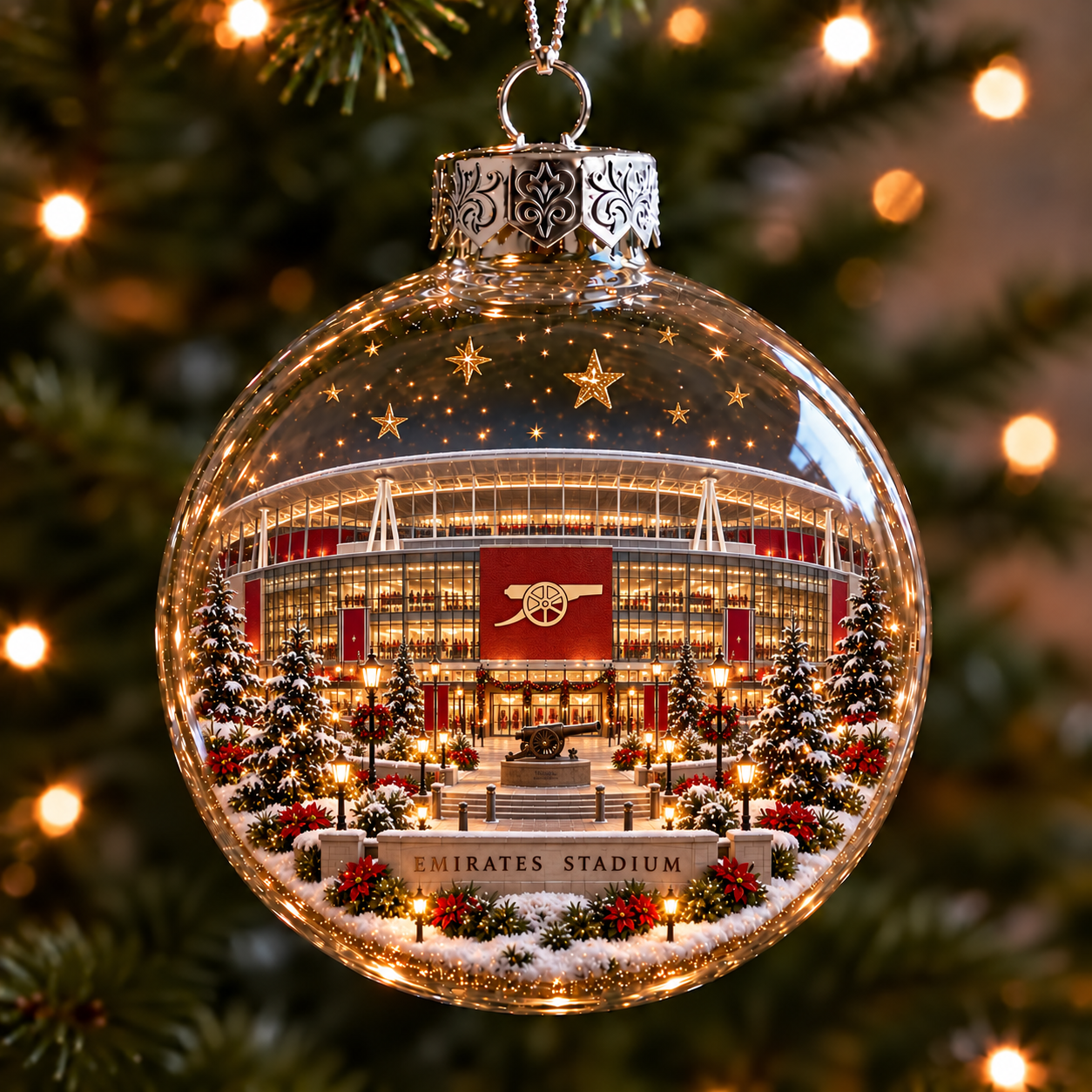 ⚽🎄 Light-Up Football Stadium Christmas Ornament-HandPrint