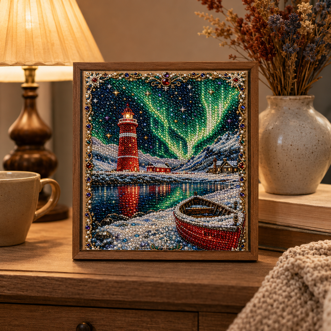 ✨ Aurora Lighthouse DIY Pearl Painting –  Sparkling Winter Landscape Decor-HandPrint