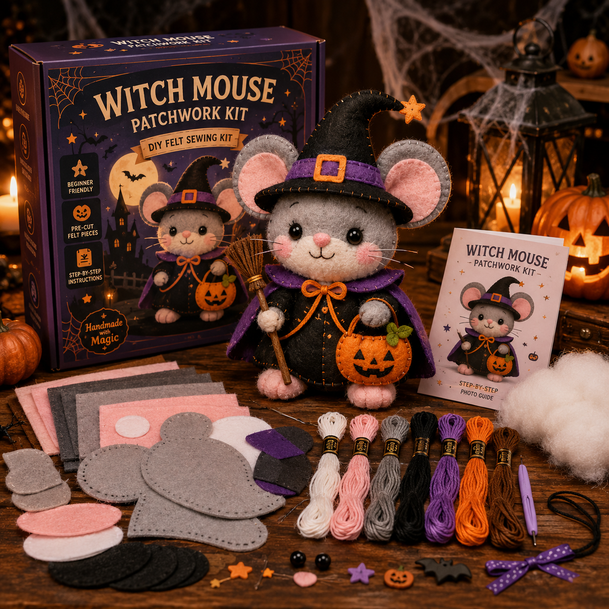 DIY Halloween Magical Patchwork Kit – Sew Your Own Spooky Cute Friend 🎃🧵-HandPrint