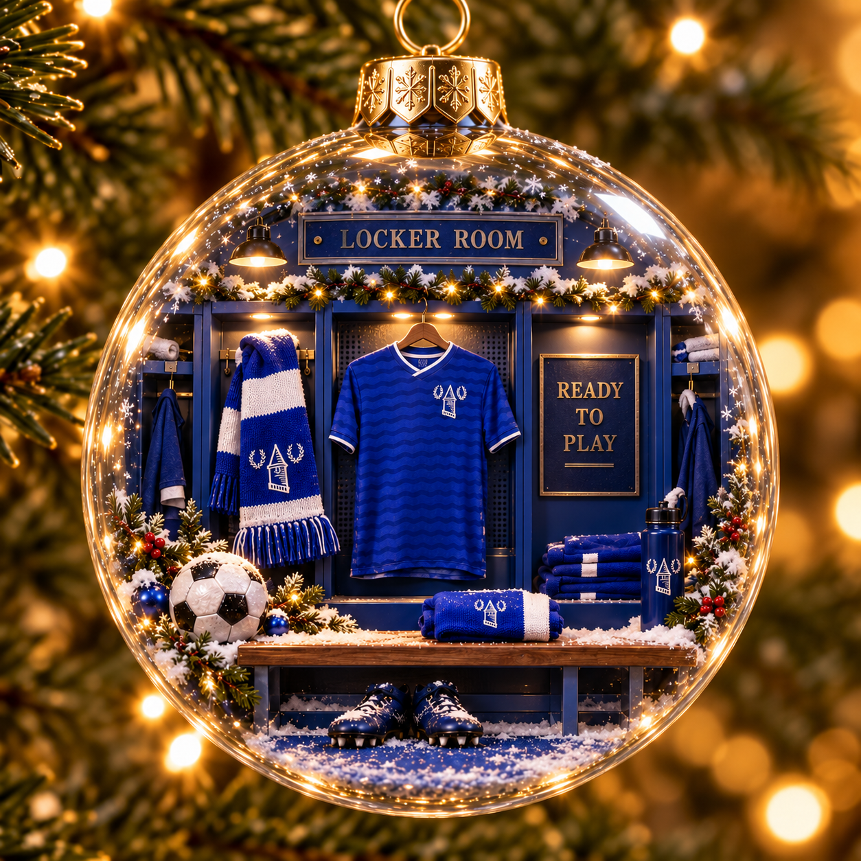 🎄 Nil Satis Nisi Optimum Light-Up Football Christmas Globe Ornament-HandPrint