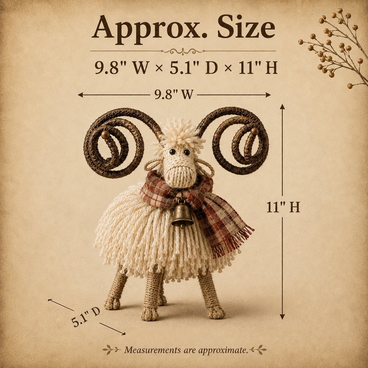 Vintage Primitive Farmhouse Ram Figurine-HandPrint