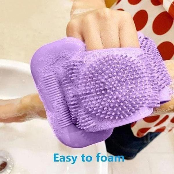 🧼Silicone Back Scrubber for Bath, Double-Sided Body Exfoliating Bath Brush with Soft Silicone Bristles-HandPrint