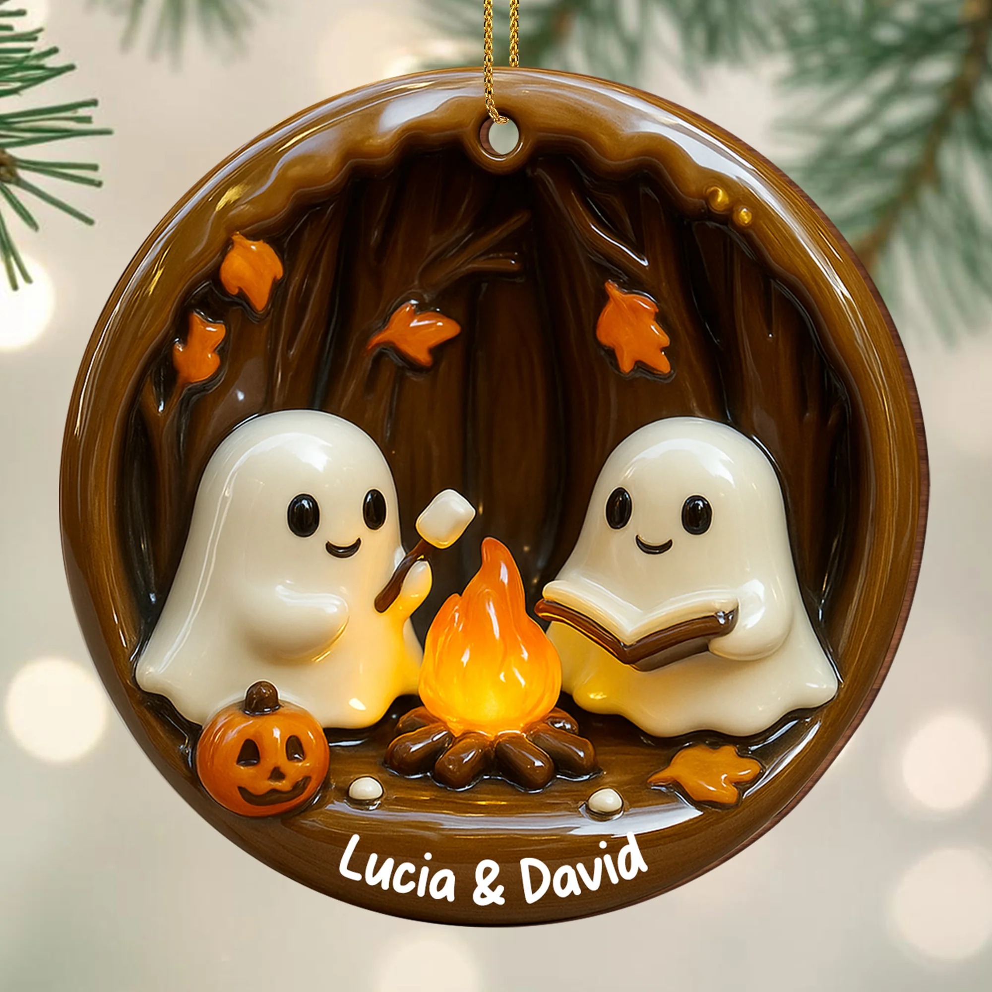 DIY Ghost Campfire Personalized Ornament 👻🔥-HandPrint
