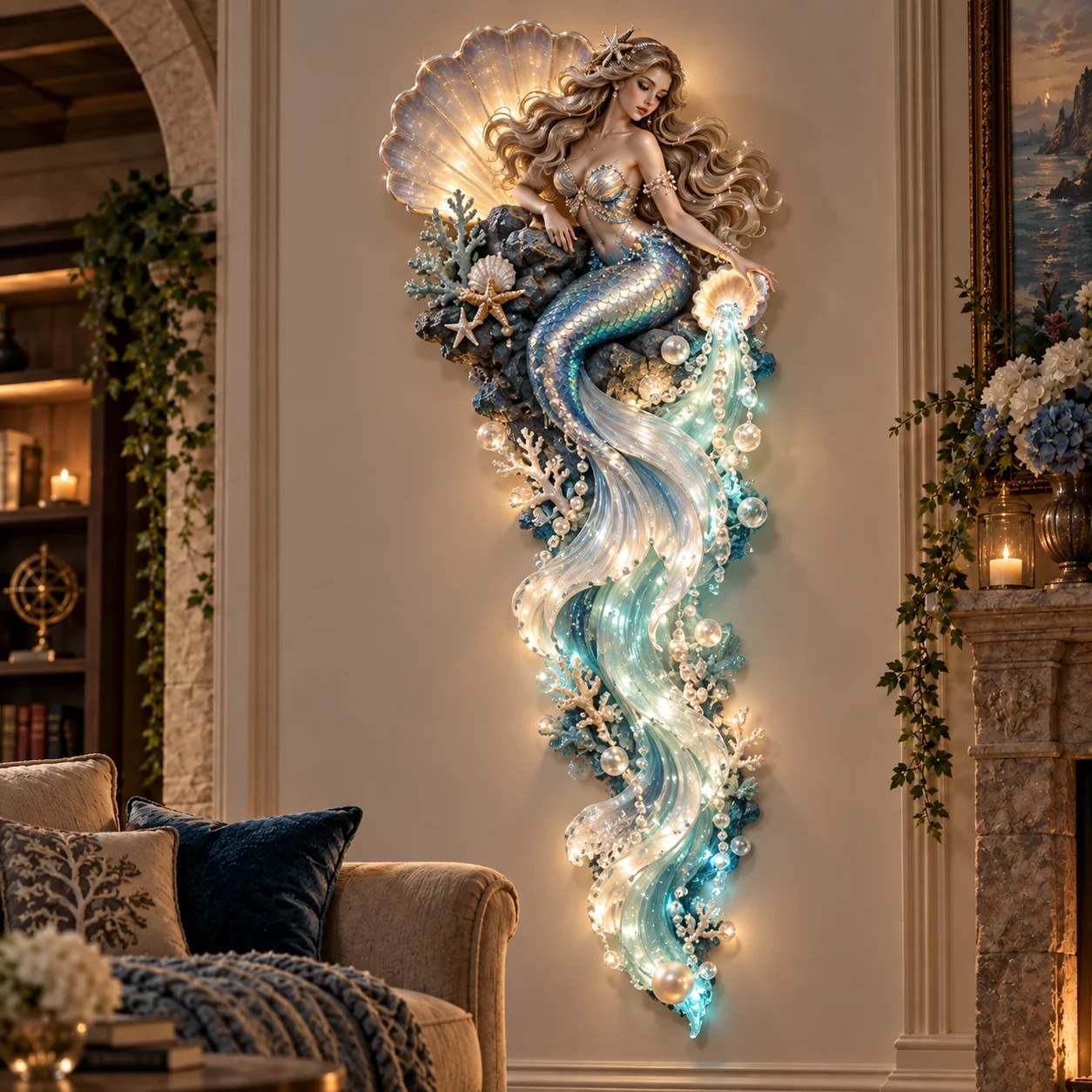 ⏰Limited Stock 50% OFF - 🌊✨ Enchanted Ocean Legends™ Lighted Wall Décor Collection 🐋🧜‍♀️-HandPrint