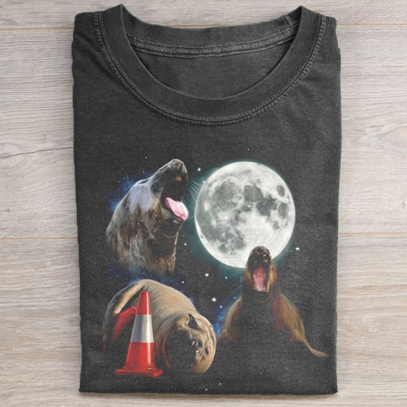Neil The Seal Moon Vintage Style T-shirt-NaturexCraft