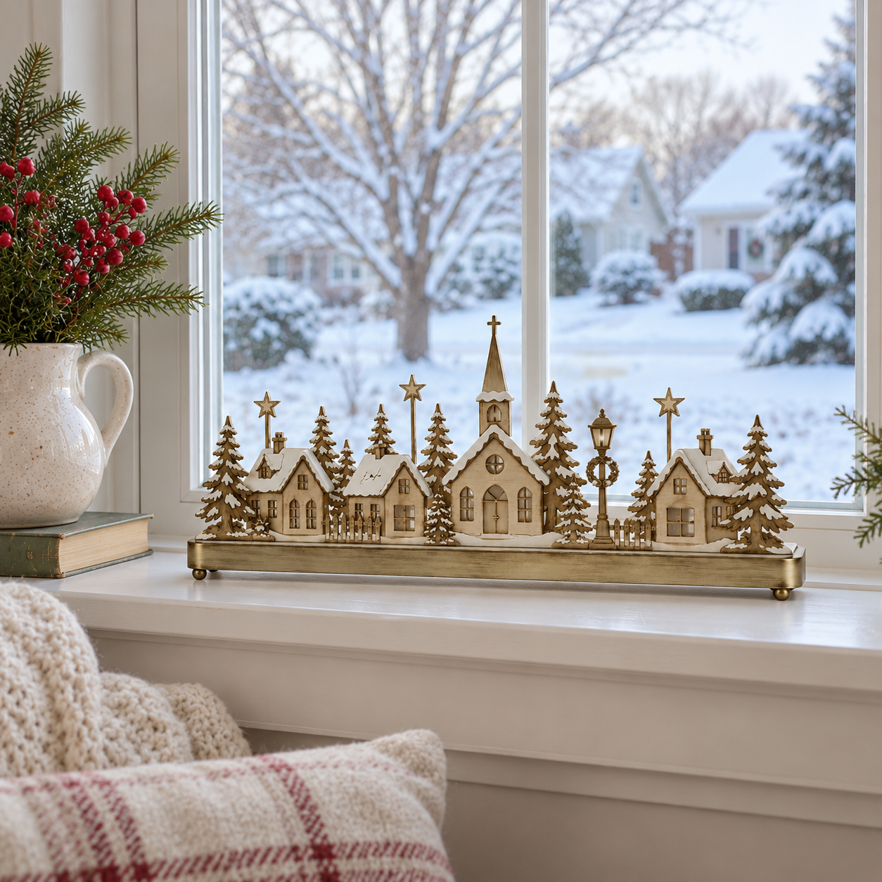Pre-Lit Christmas Village Window Sill Light