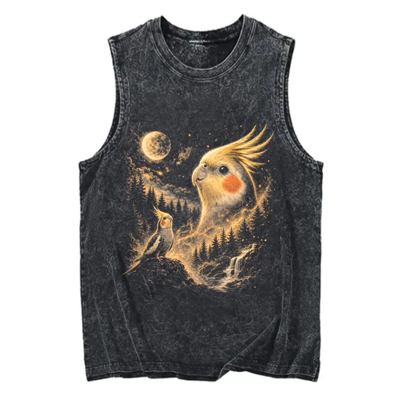 Cockatiel Howling to The Moon Unisex Tank-NaturexCraft