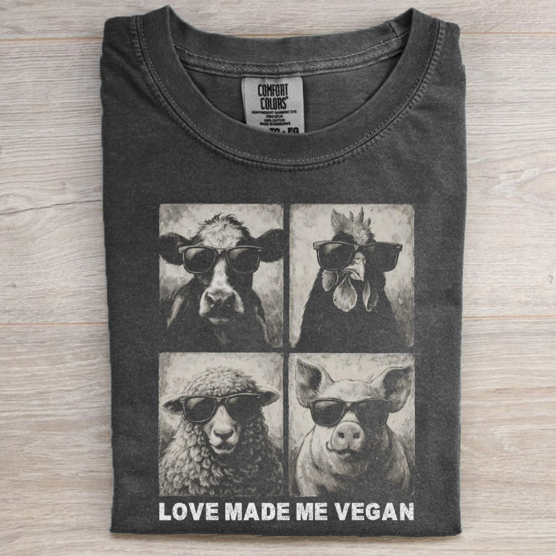Love Made Me Vegan T-shirt-NaturexCraft