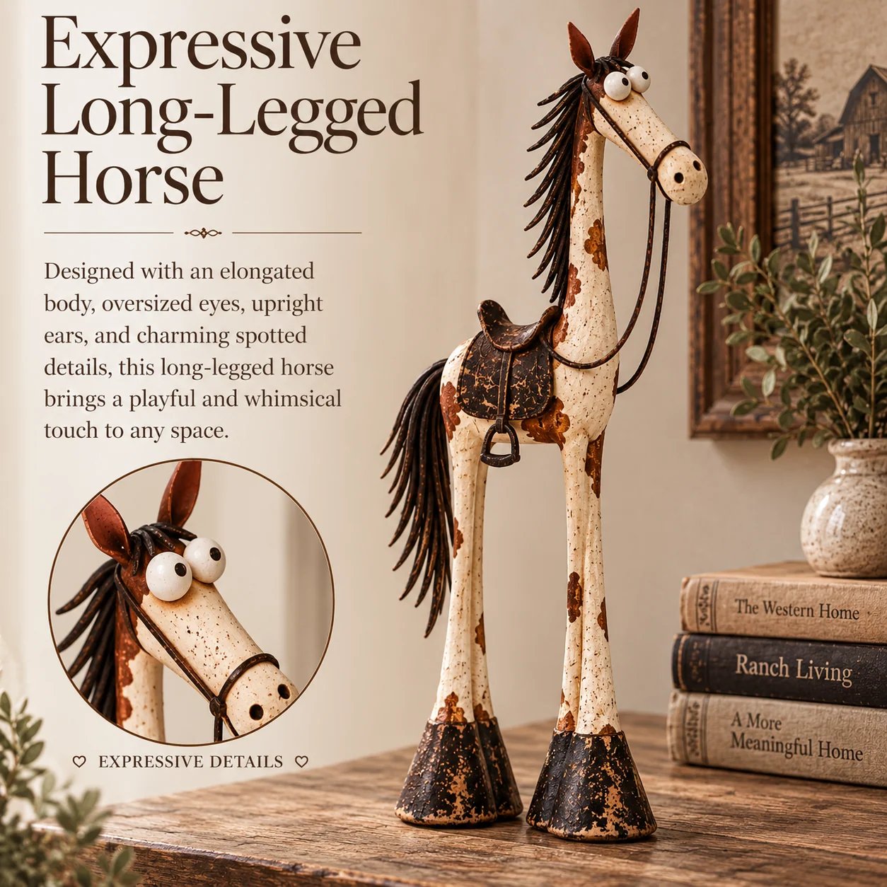 🤠🐴 Whimsical Western Cowboy & Horse Figurine Duo 🌵-HandPrint