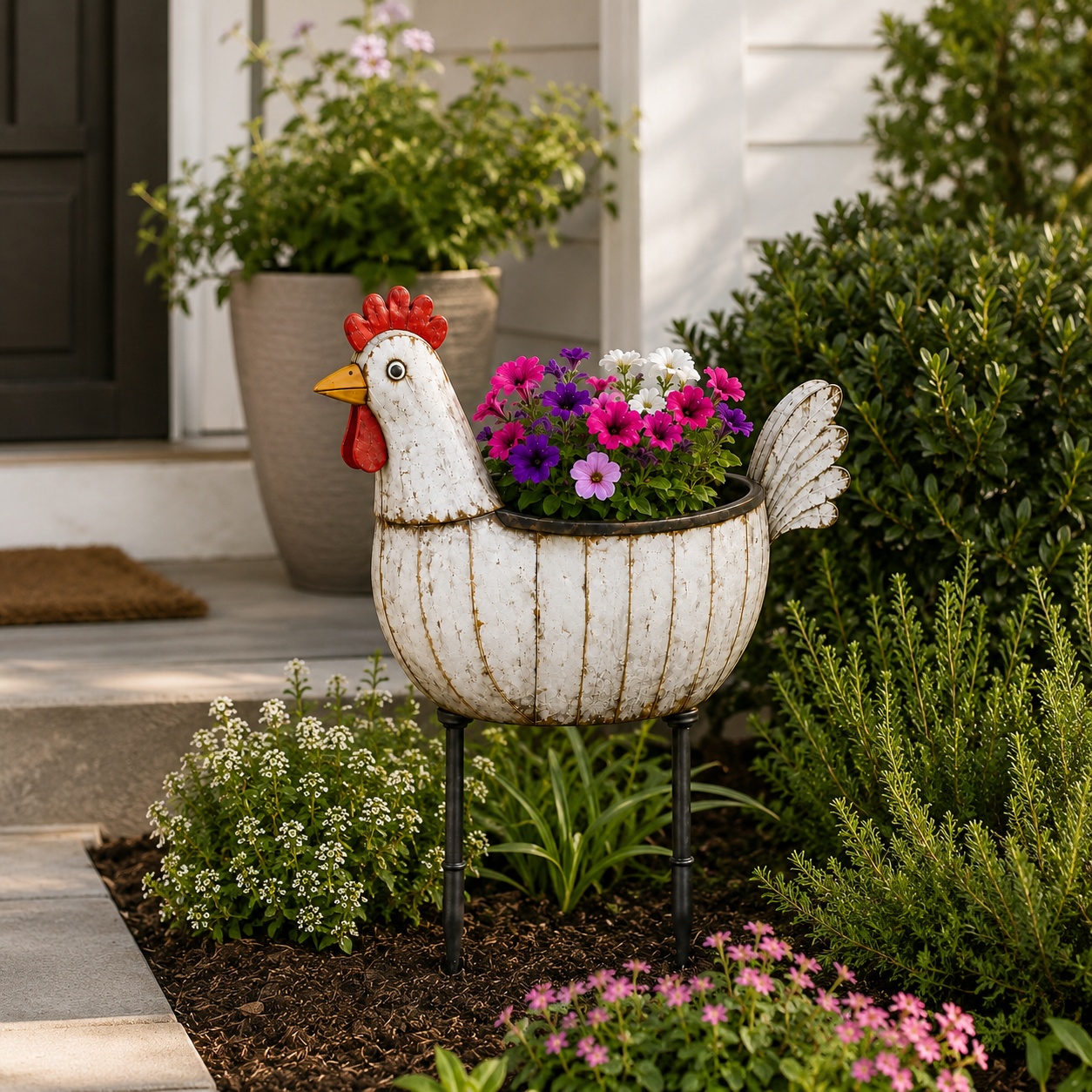 Rustic Hen Garden Stake Planter-HandPrint