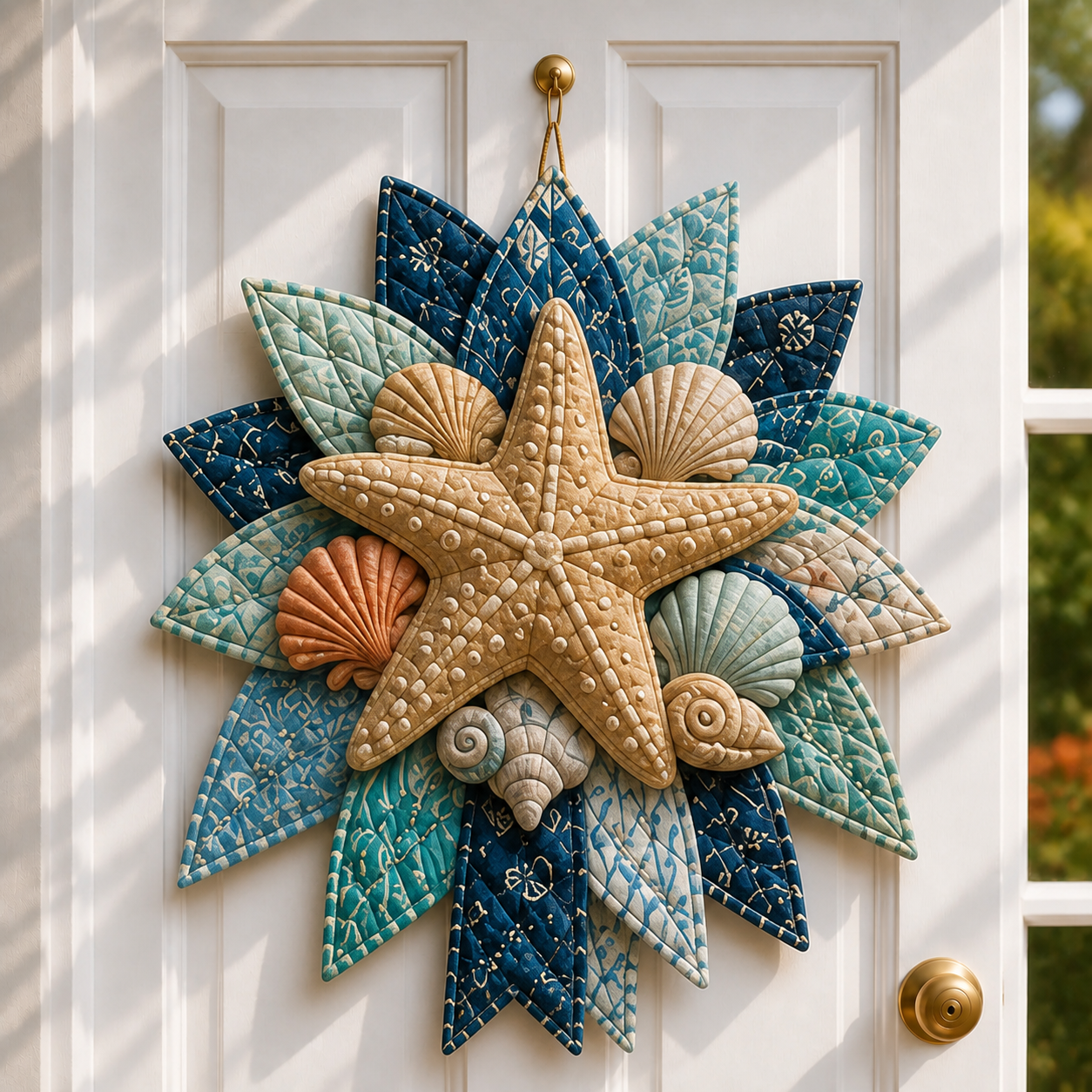 ⏳ Last Day 49% OFF – 🌊 Coastal Quilted Ocean Wreath DIY Sewing Kit-HandPrint