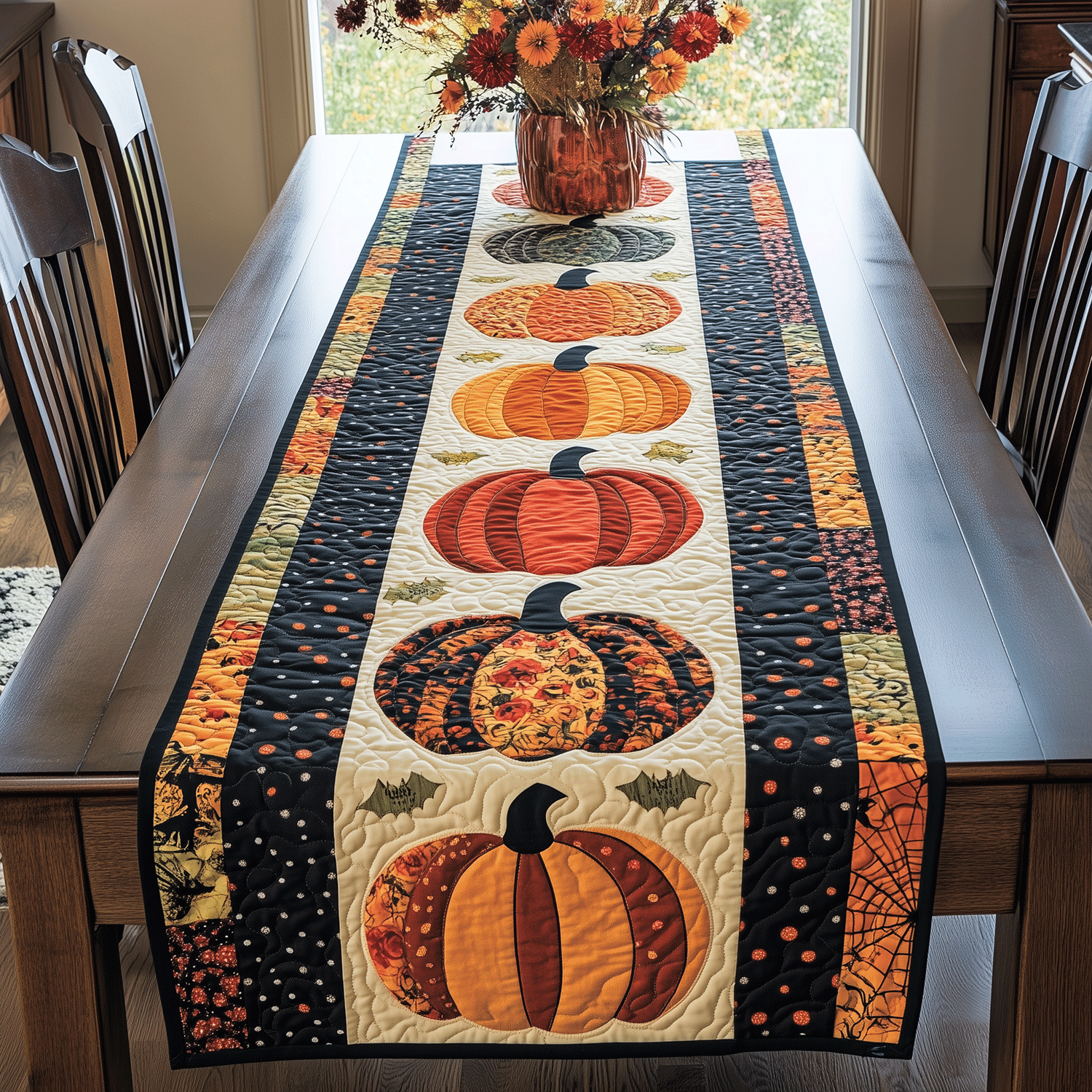 Pumpkin Quilted Table Runner NCU0VT37-HandPrint