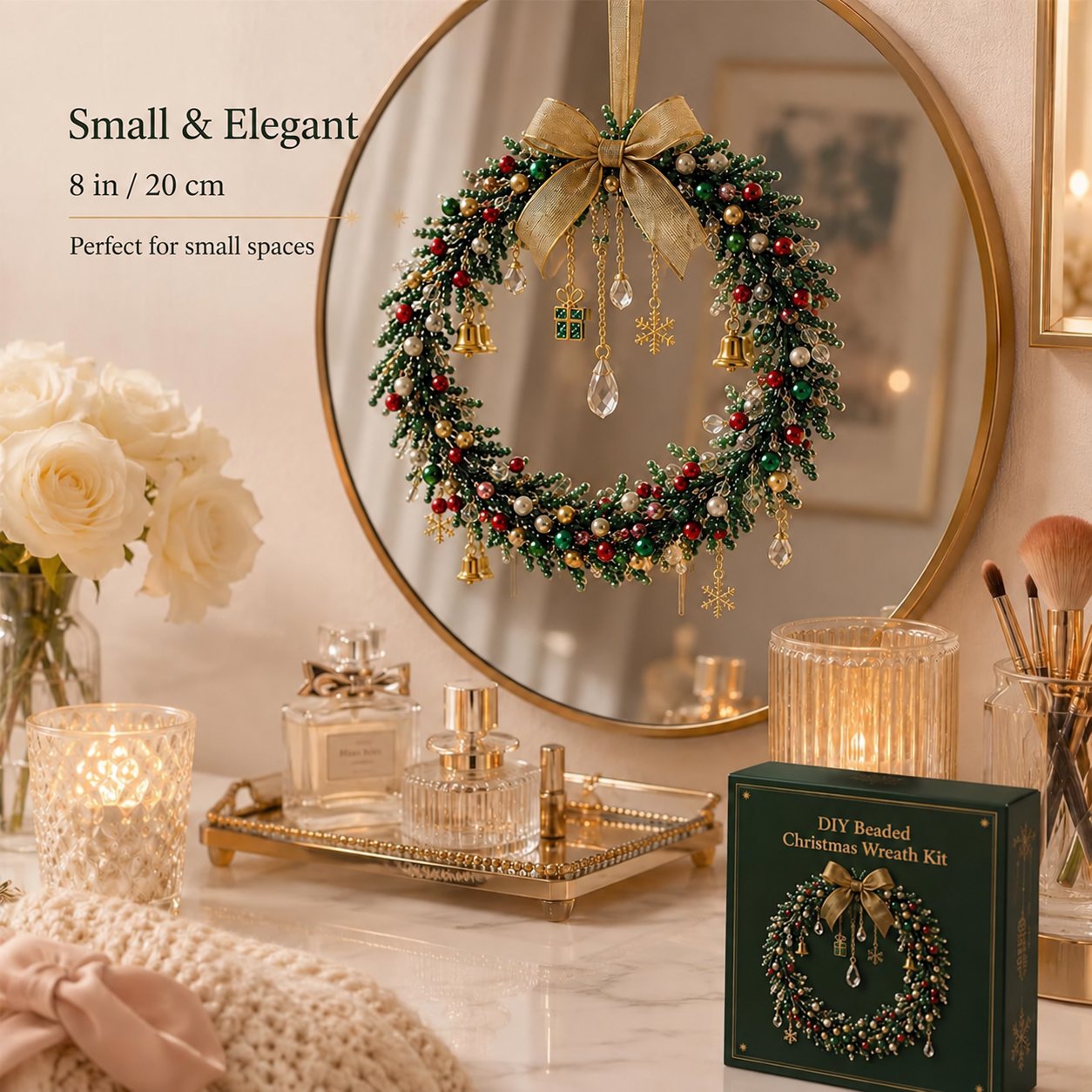 🎄DIY Beaded Christmas Wreath Kit – Handmade Holiday Wreath-HandPrint