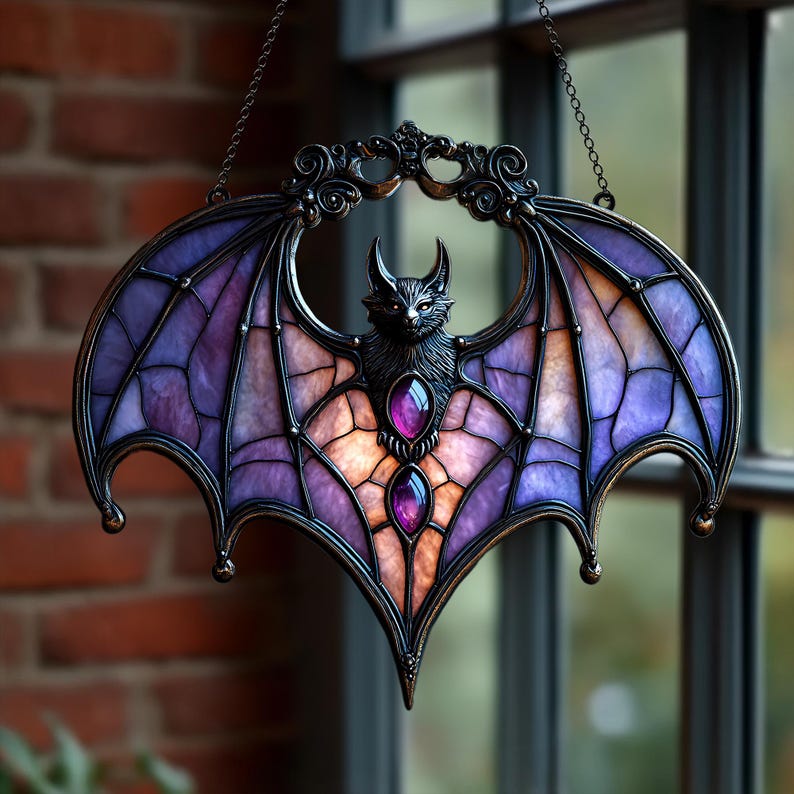 Halloween Mysterious Purple Bat Light Catcher-HandPrint