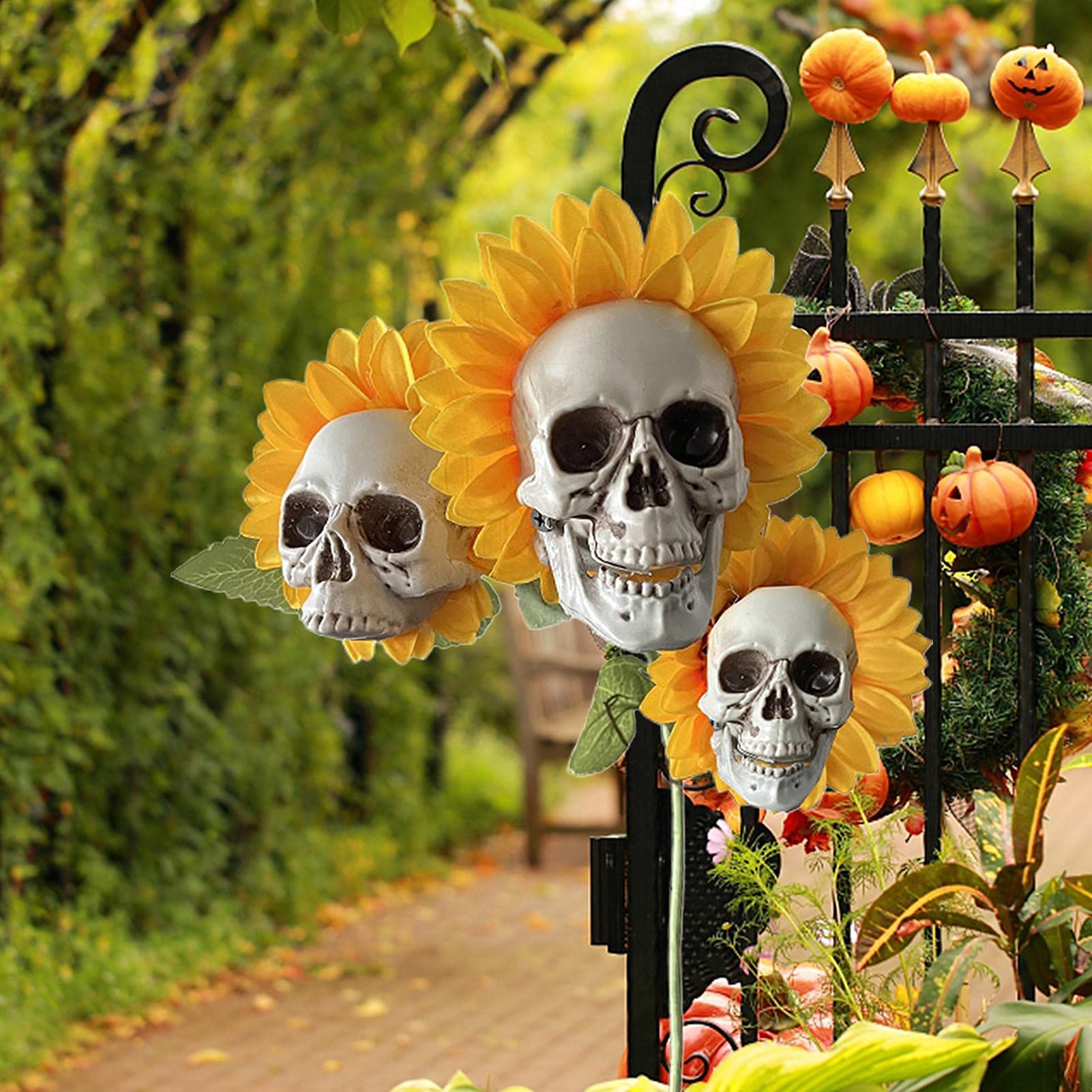 Halloween DIY Sunflower Skull Decor-HandPrint