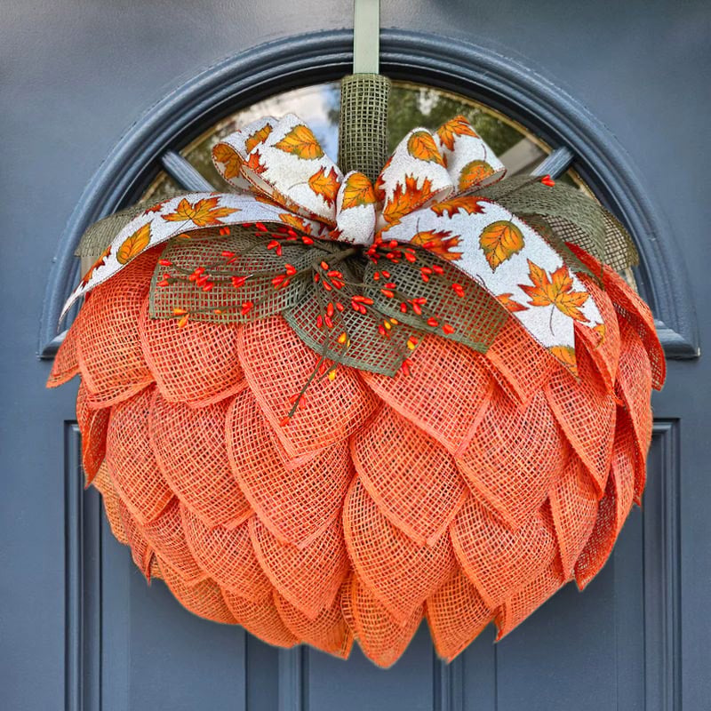 Farmhouse Pumpkin Wreath For Front Door-HandPrint