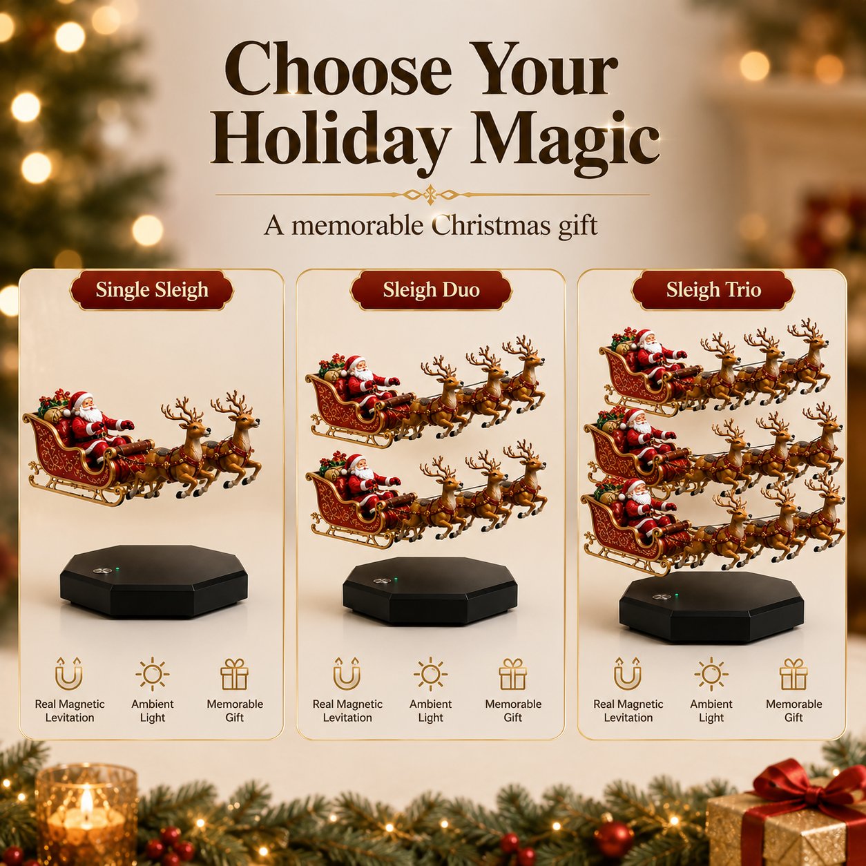 🎅 Santa’s Flying Sleigh — Magnetic Levitation Christmas Display ✨-HandPrint