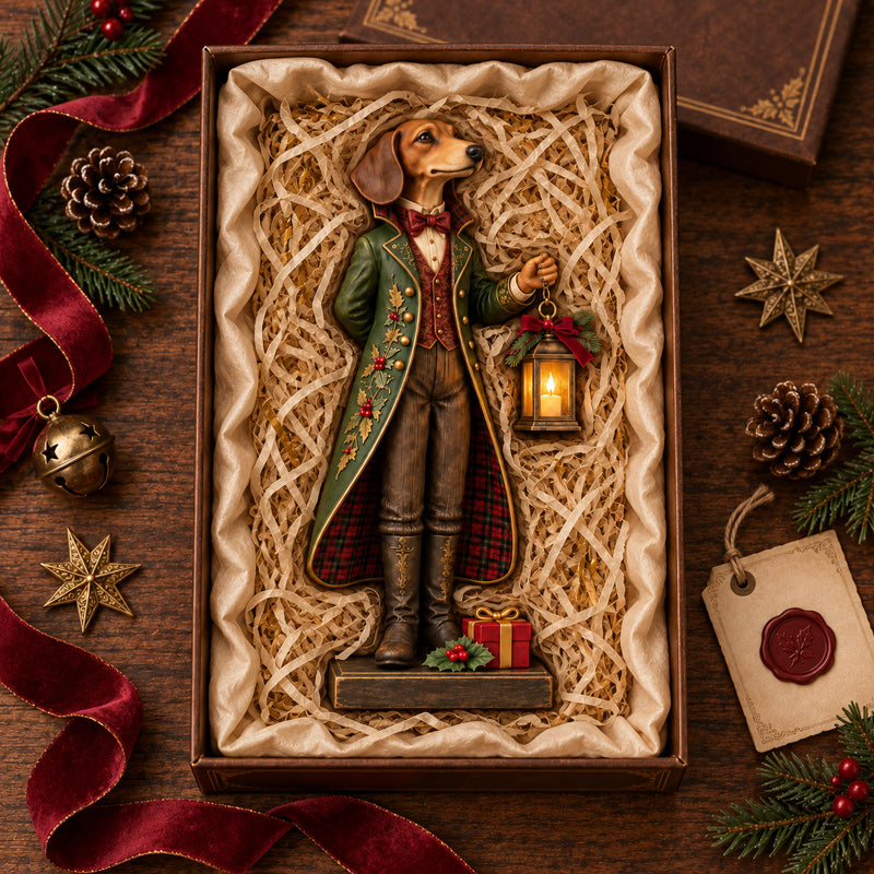 Christmas Sausage Dog Lantern Ornament-HandPrint