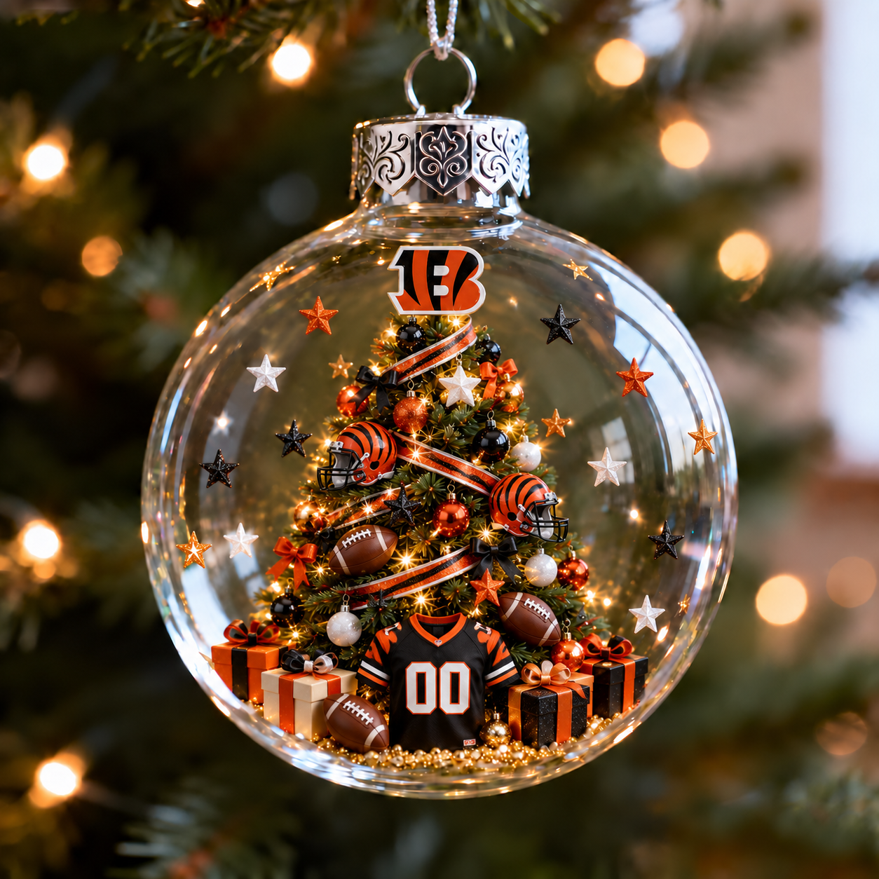 🎄 32-Team Football Christmas Tree Light-Up Ornament-HandPrint