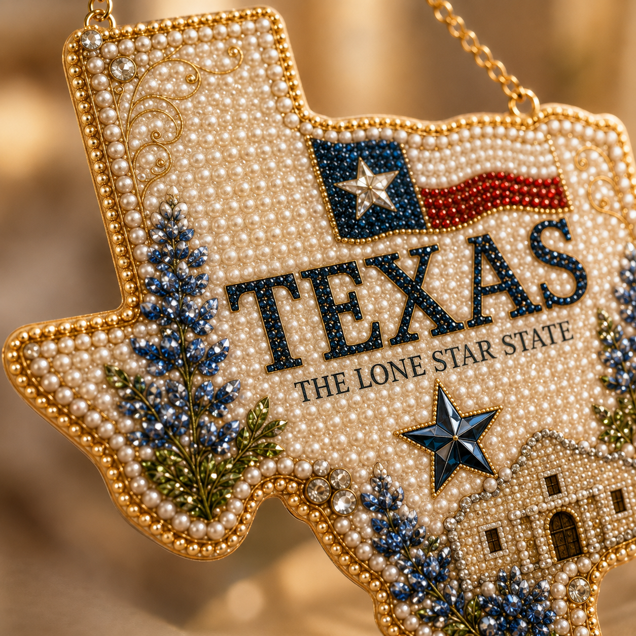 🇺🇸 50 States DIY Pearl & Rhinestone Hanging Keepsake Kit-HandPrint