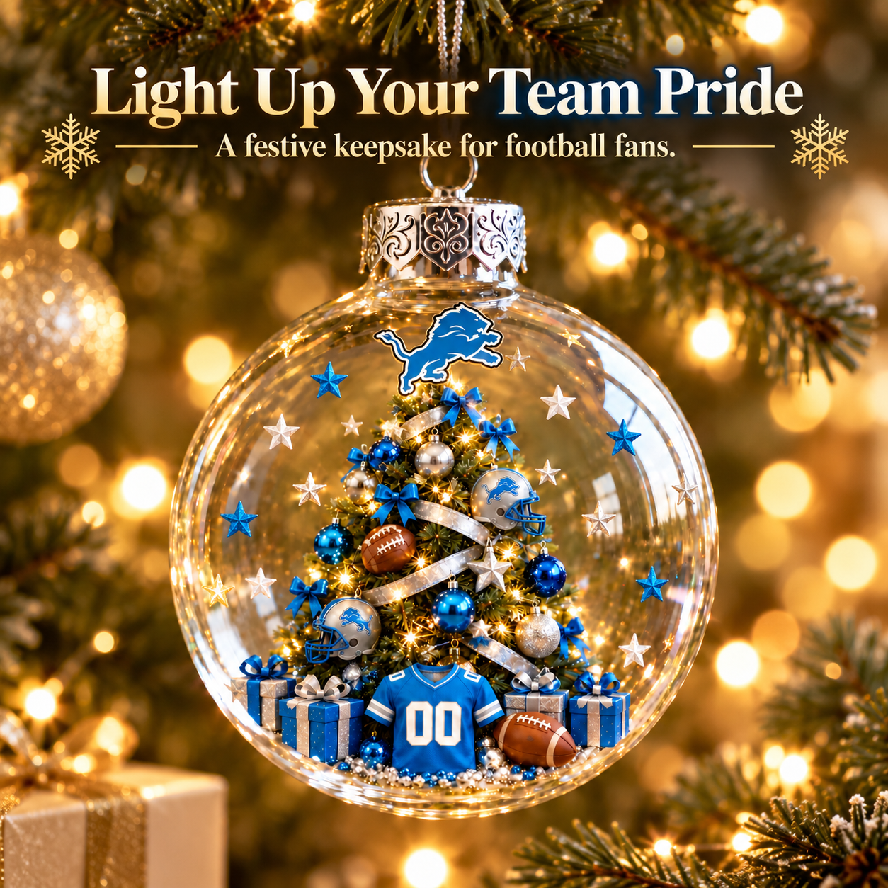 🎄 32-Team Football Christmas Tree Light-Up Ornament-HandPrint