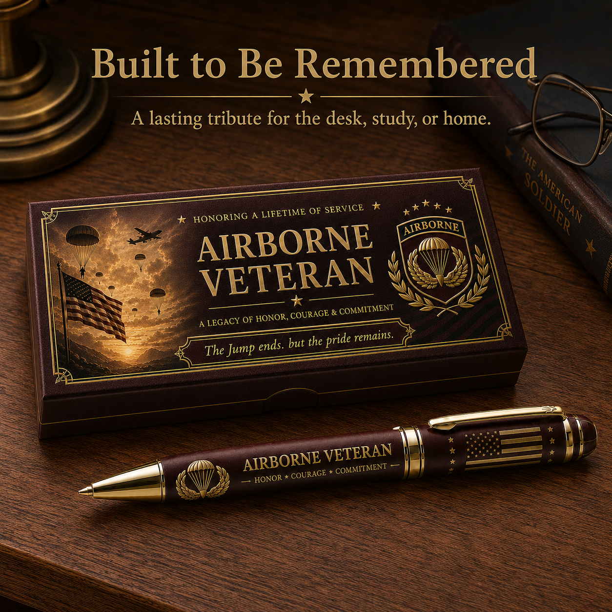 🪂 Airborne Veteran Honor & Courage Pen - Includes 3 Bonus Ink Refills-HandPrint
