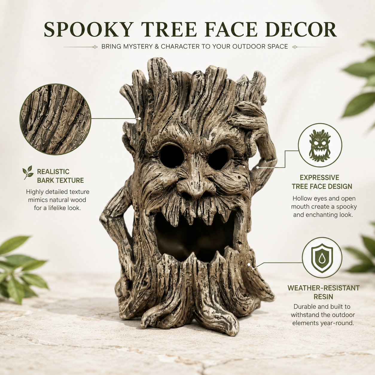 Spooky Tree Stump Halloween Decoration-HandPrint