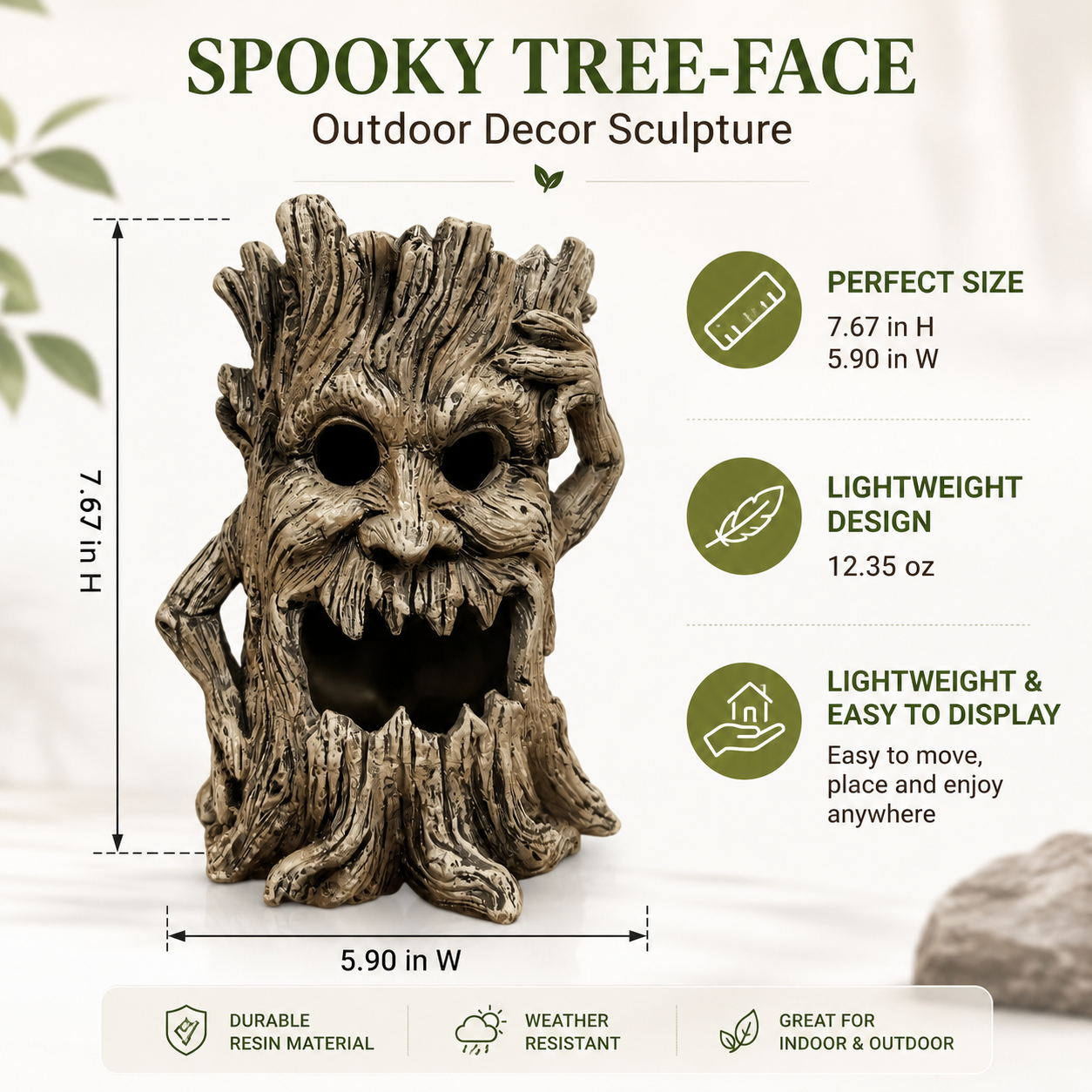 Spooky Tree Stump Halloween Decoration-HandPrint