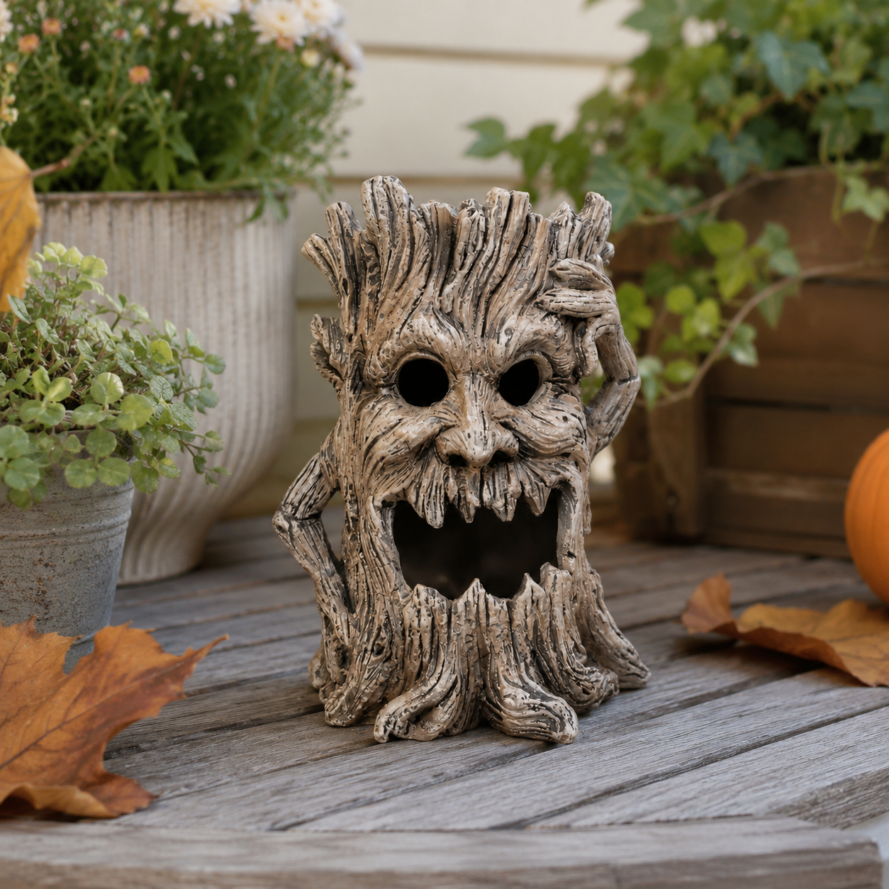 Spooky Tree Stump Halloween Decoration-HandPrint