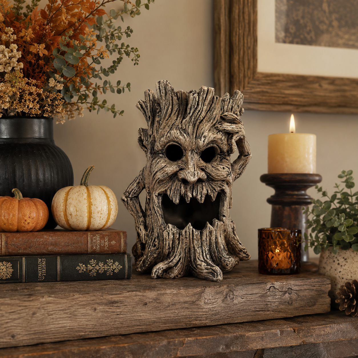 Spooky Tree Stump Halloween Decoration-HandPrint