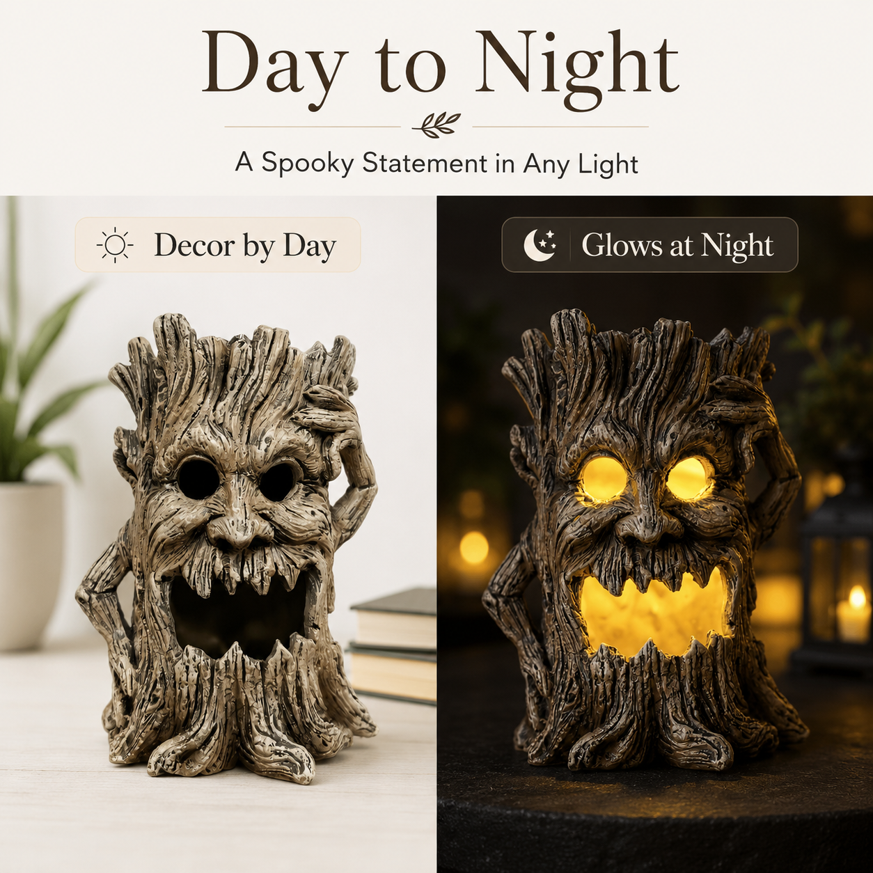 Spooky Tree Stump Halloween Decoration-HandPrint