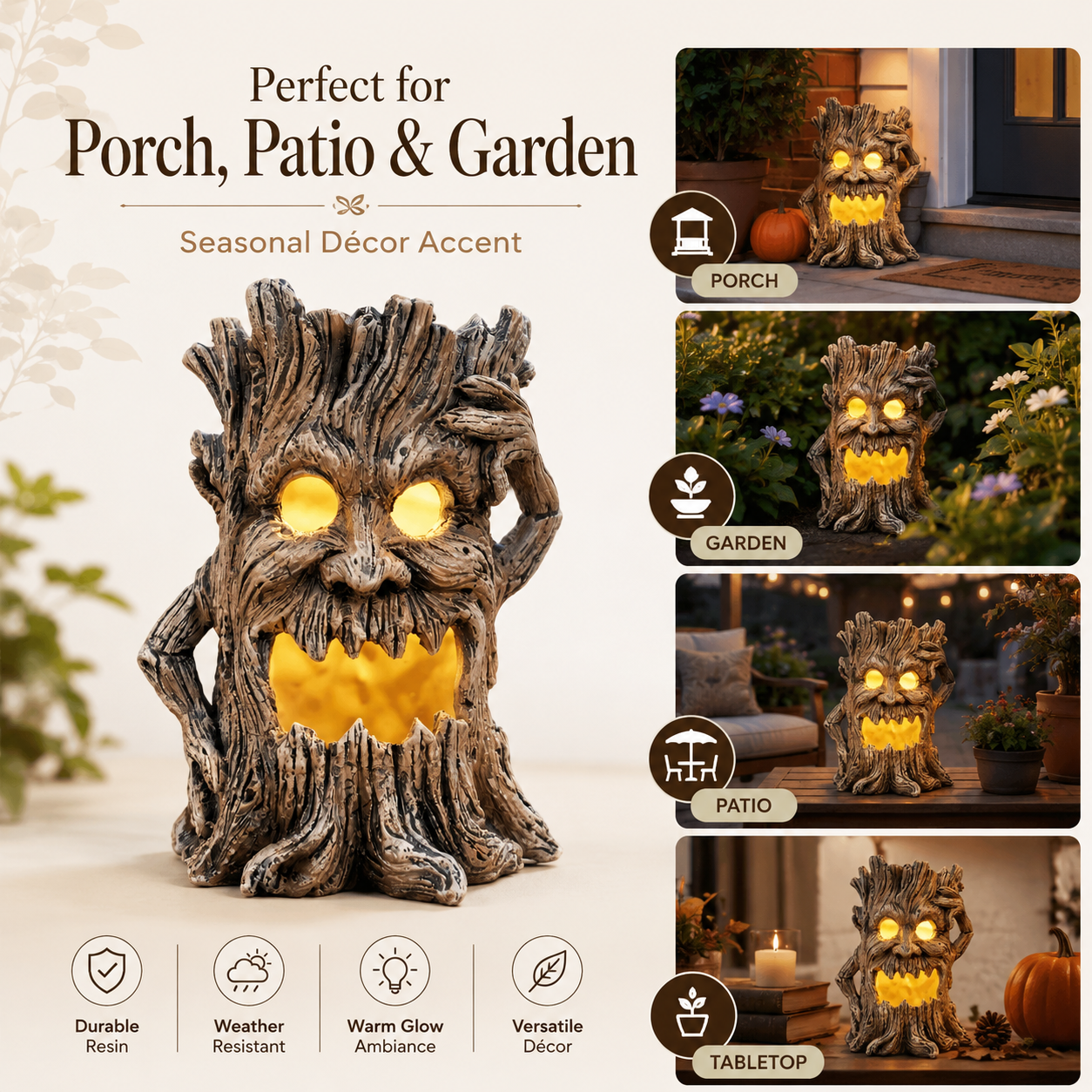 Spooky Tree Stump Halloween Decoration-HandPrint