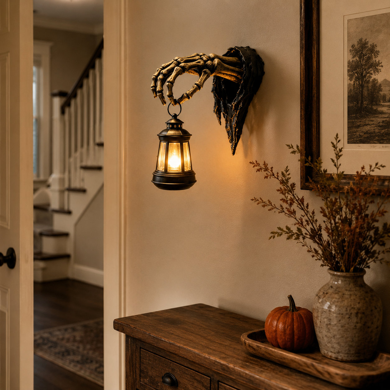Skeleton Hand Halloween Lantern Wall Decor-HandPrint