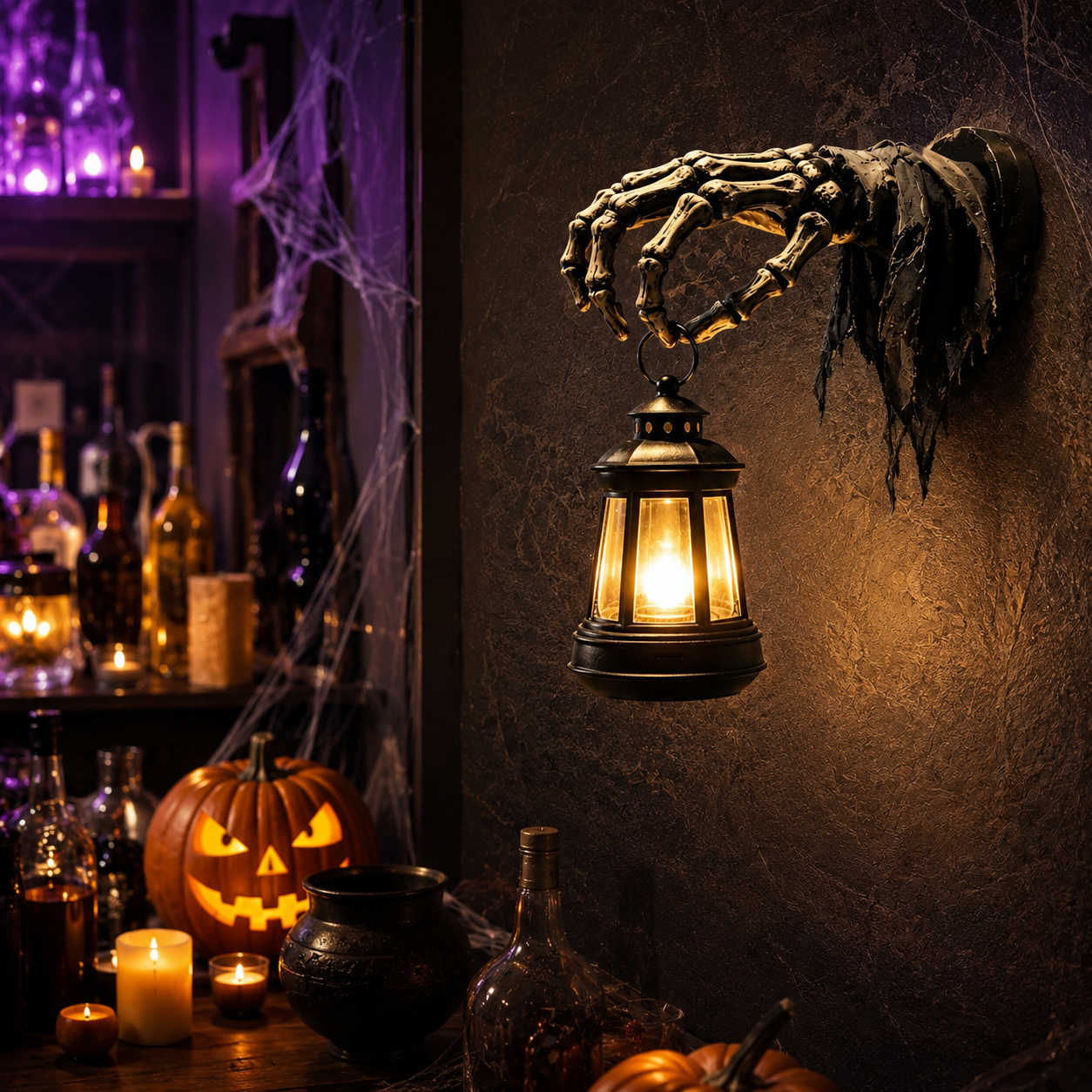 Skeleton Hand Halloween Lantern Wall Decor-HandPrint