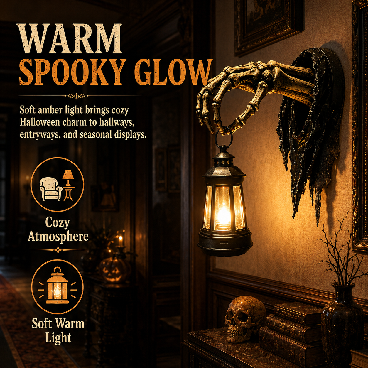 Skeleton Hand Halloween Lantern Wall Decor-HandPrint