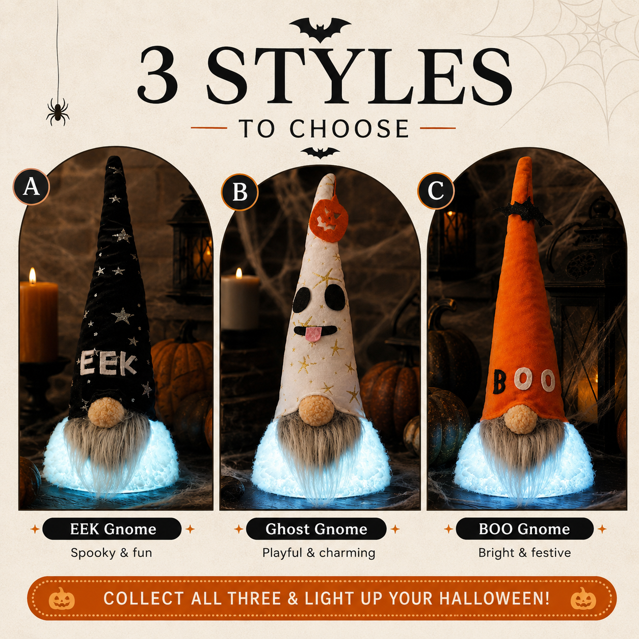 Halloween Style Cute Light-Up Gnome Decor-HandPrint