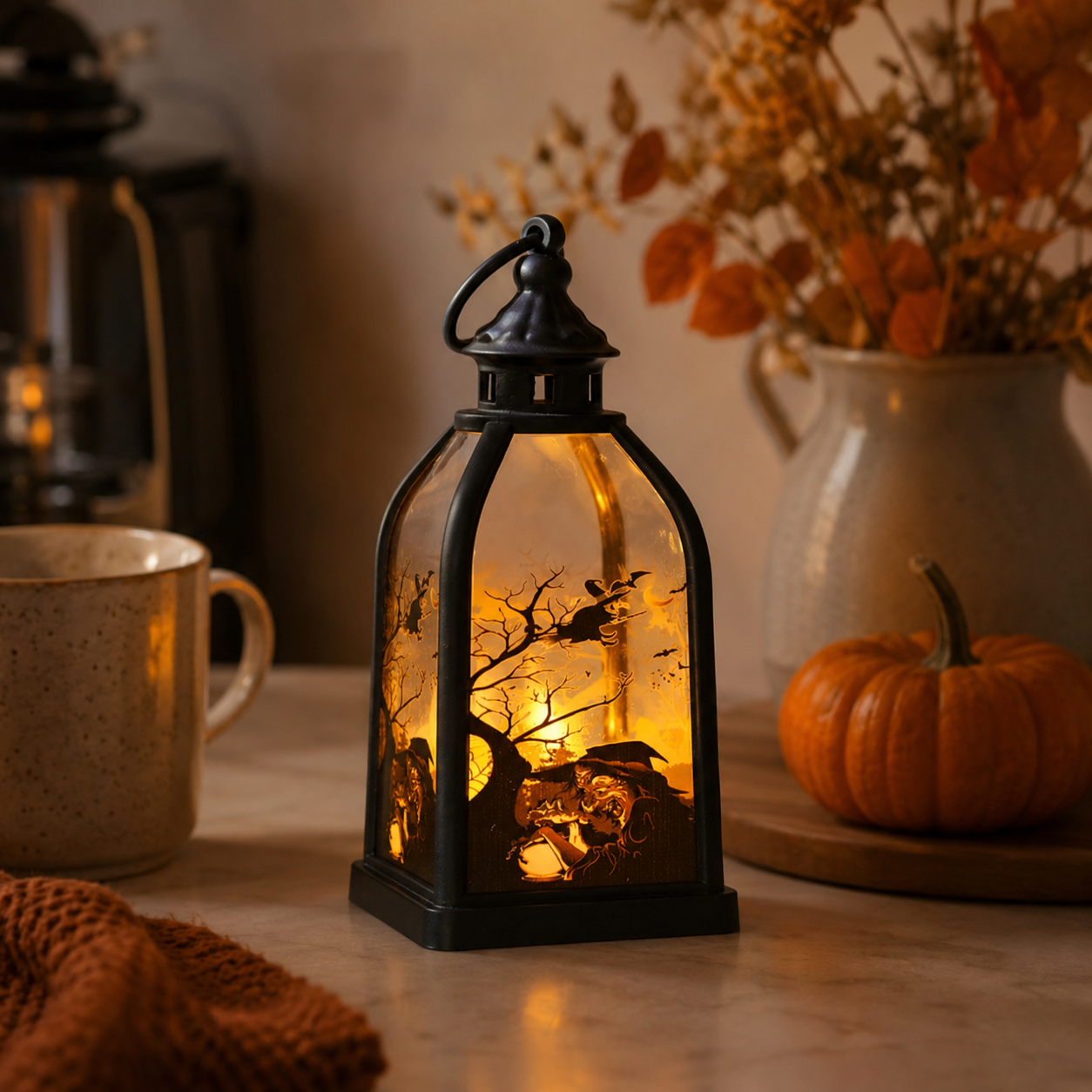 Lighted Halloween Story Lantern-HandPrint