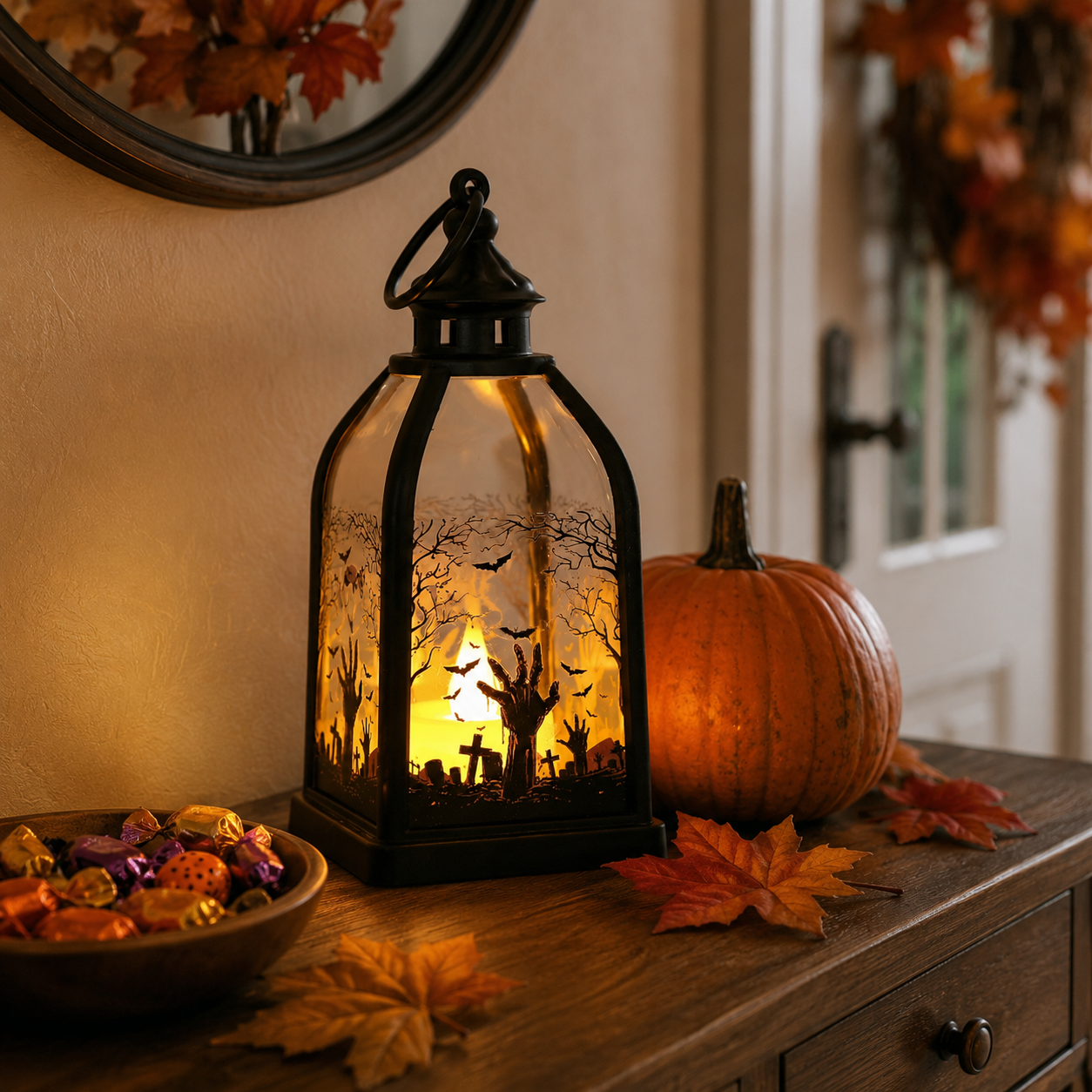 Lighted Halloween Story Lantern-HandPrint