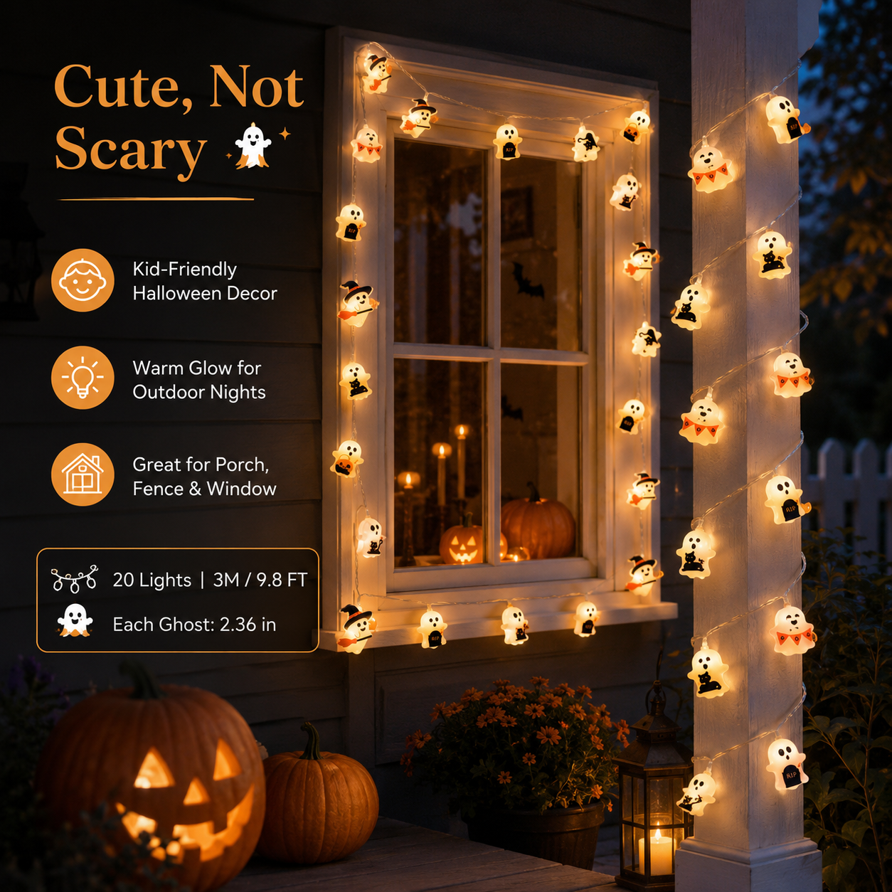 Cute Halloween Ghost String Lights-HandPrint