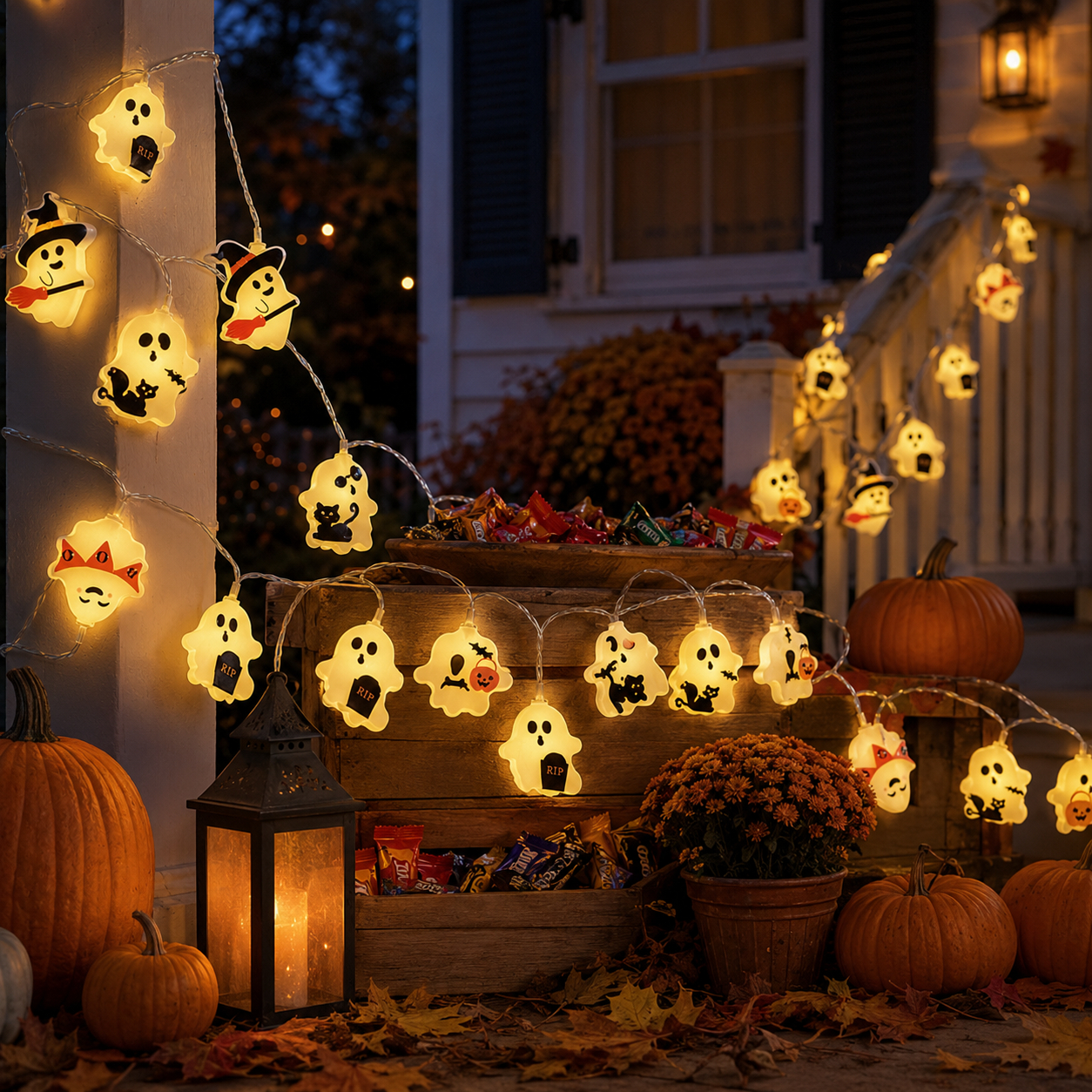 Cute Halloween Ghost String Lights-HandPrint