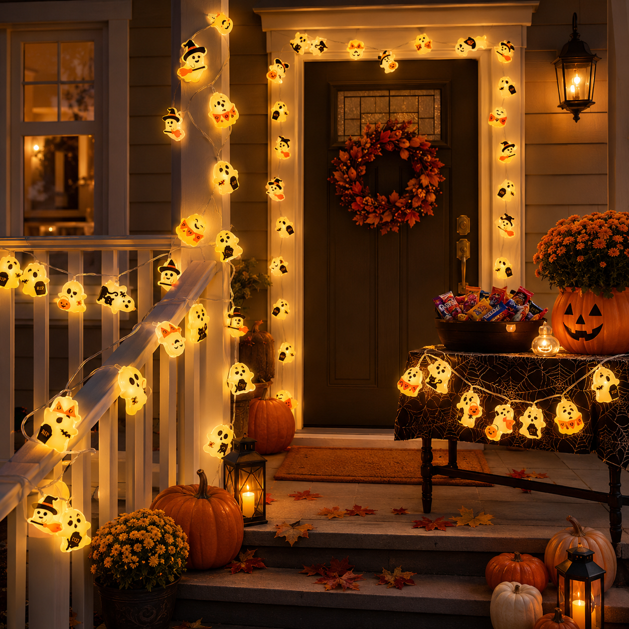 Cute Halloween Ghost String Lights-HandPrint