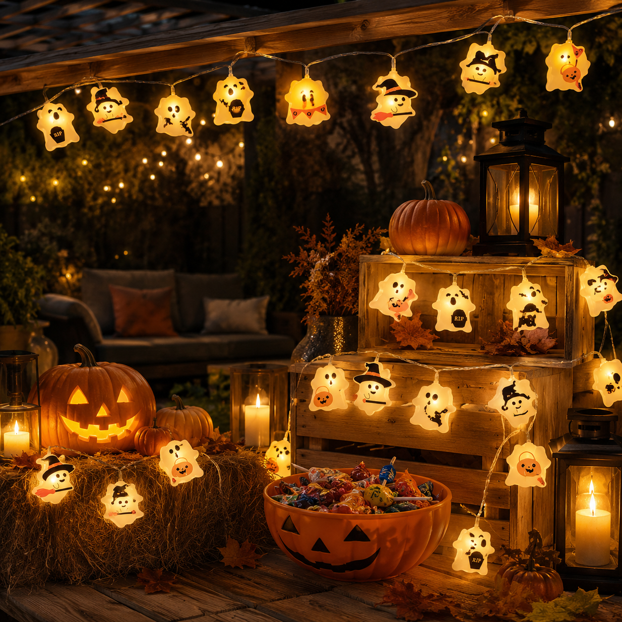 Cute Halloween Ghost String Lights-HandPrint