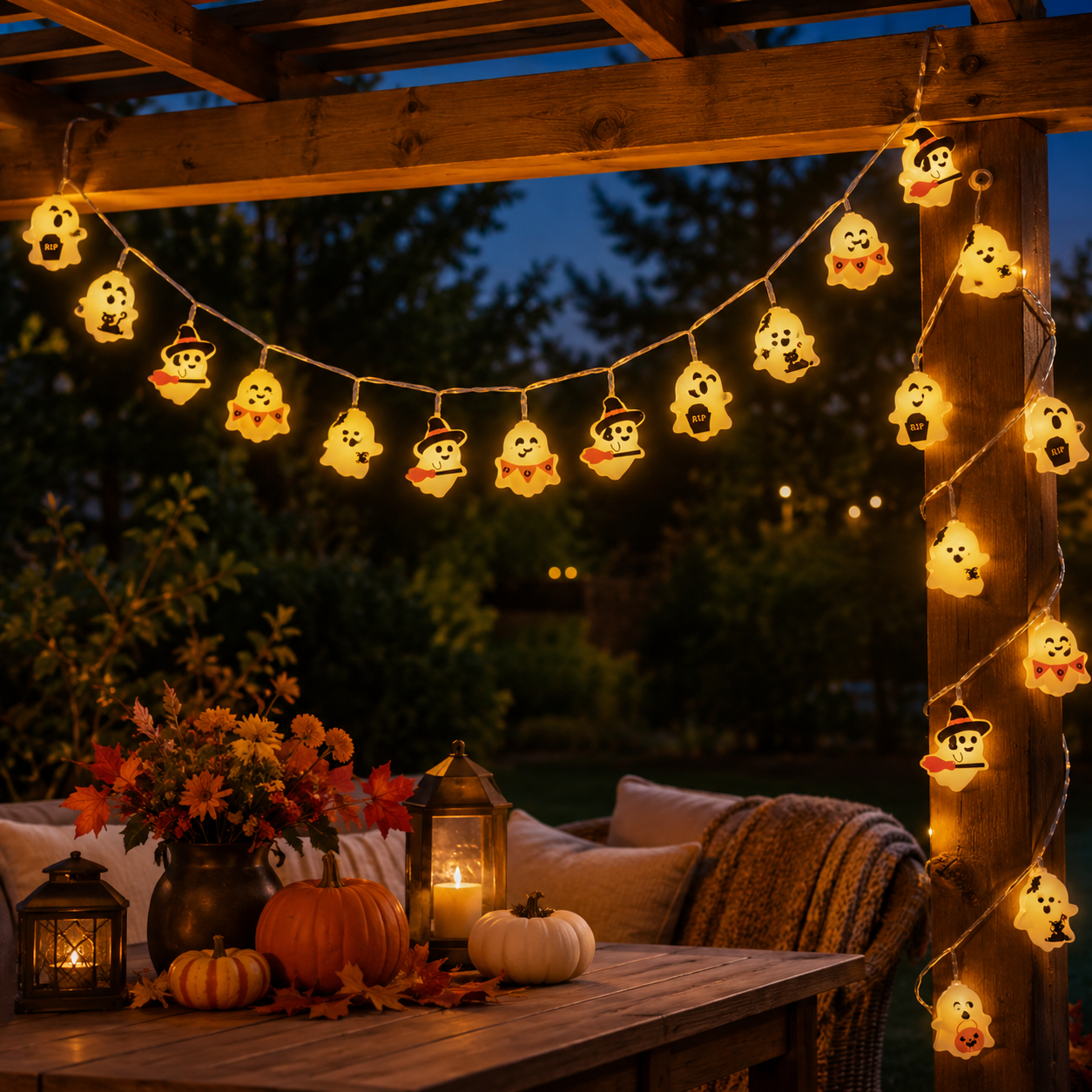 Cute Halloween Ghost String Lights-HandPrint