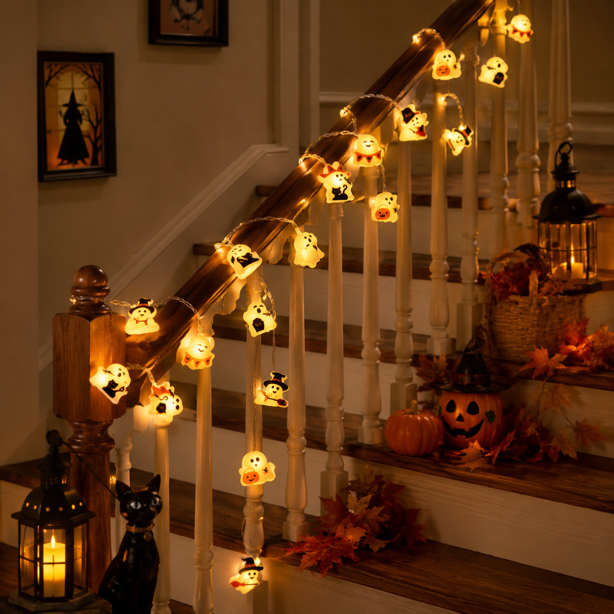 Cute Halloween Ghost String Lights-HandPrint