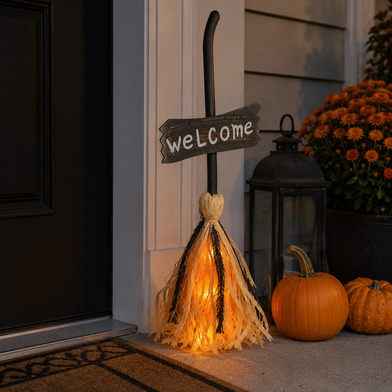 Voice-Activated Light-Up Halloween Witch's Broom-HandPrint