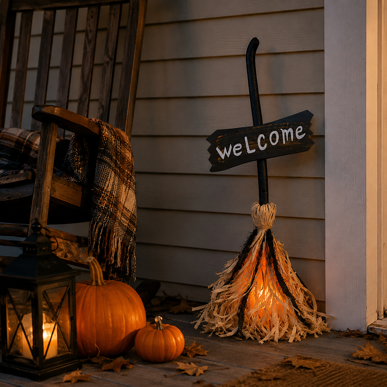 Voice-Activated Light-Up Halloween Witch's Broom-HandPrint