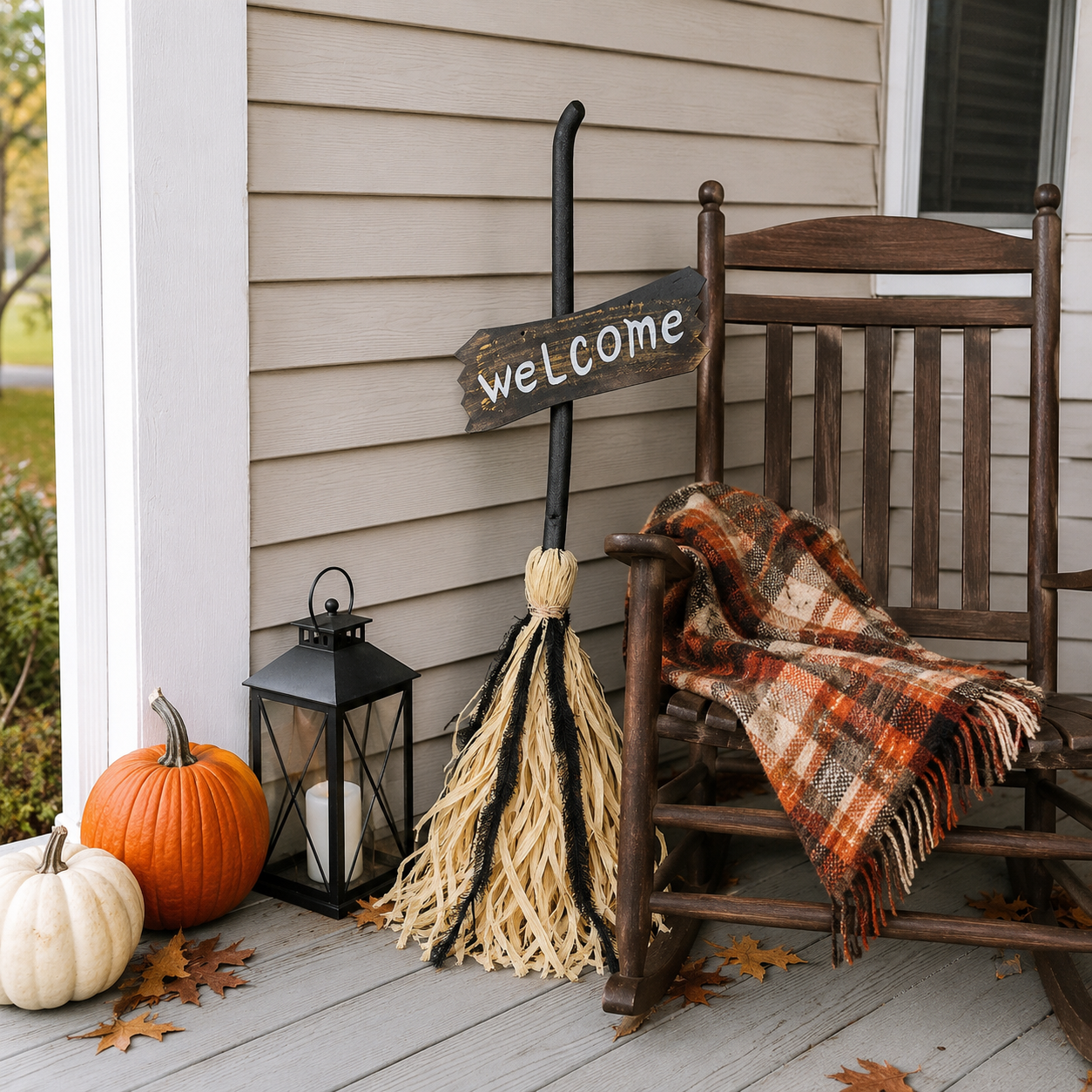 Voice-Activated Light-Up Halloween Witch's Broom-HandPrint